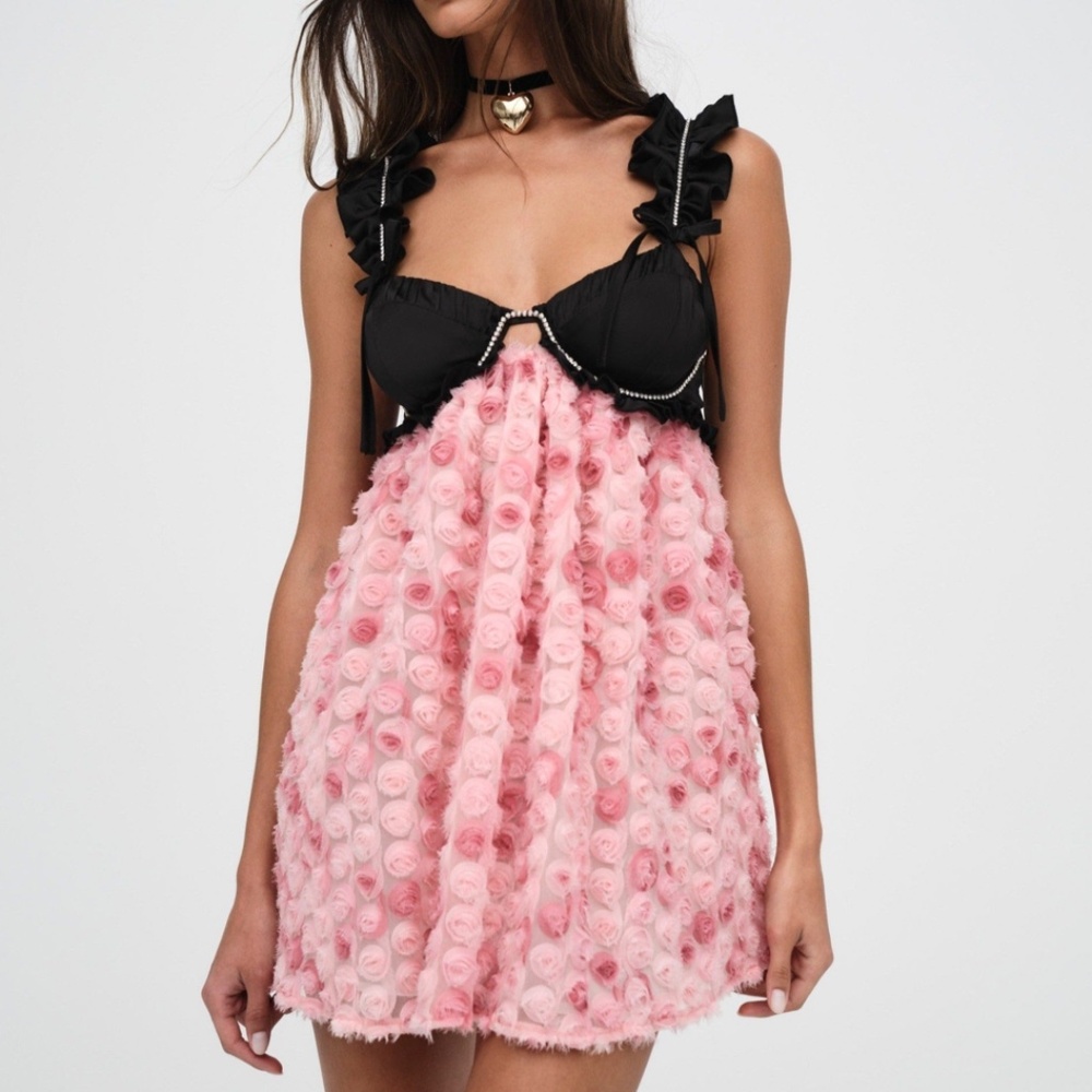 For Love And Lemons Black and Pink Mini Dress